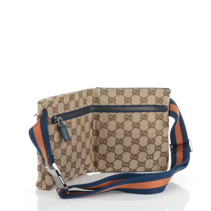 Gucci GG Monogram Web Double Pocket Belt Bag Blue 3 of 7