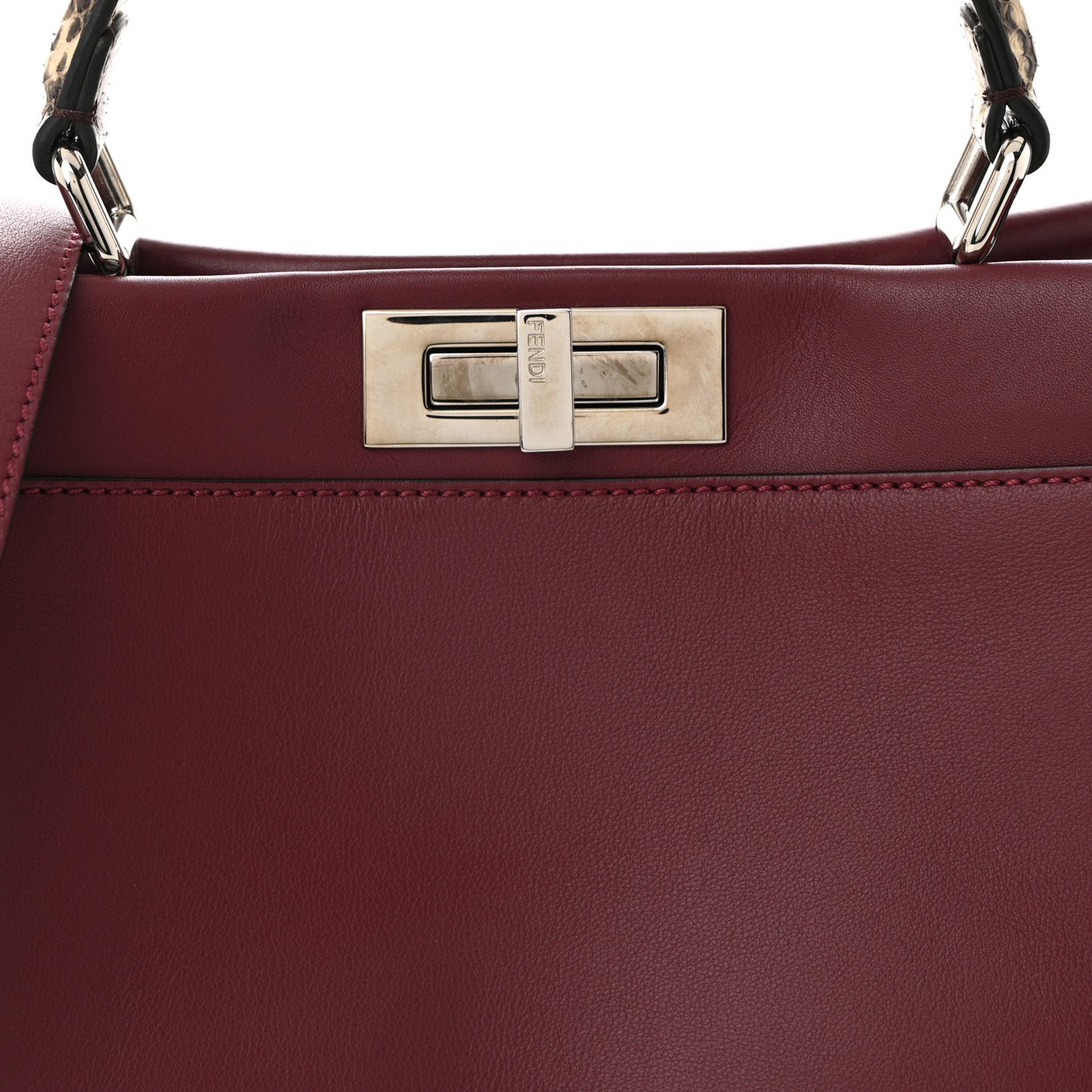 Calfskin Elaphe Lace Up Medium Peekaboo Iconic Satchel Bordeaux Beige Verde