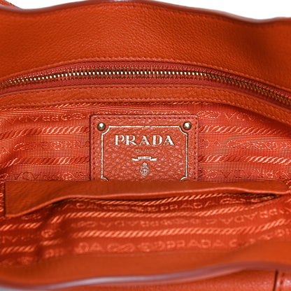 Prada Vitello Daino Pushlock Tote Papaya 5 of 11