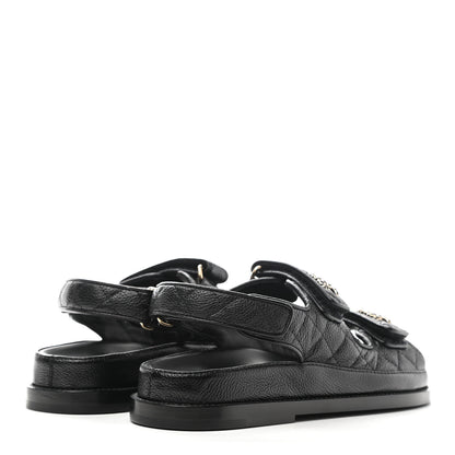 Chanel Grained Calfskin Velcro Dad Sandals 36 Black 4 of 9