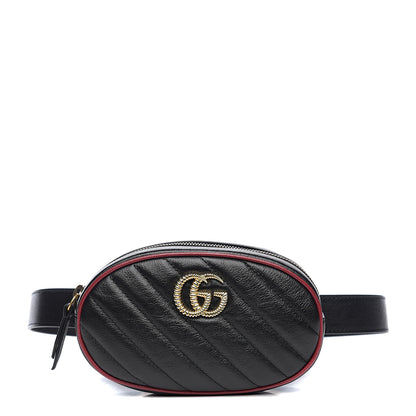 Gucci Calfskin Matelasse GG Marmont Belt Bag 75 30 Black 1 of 9