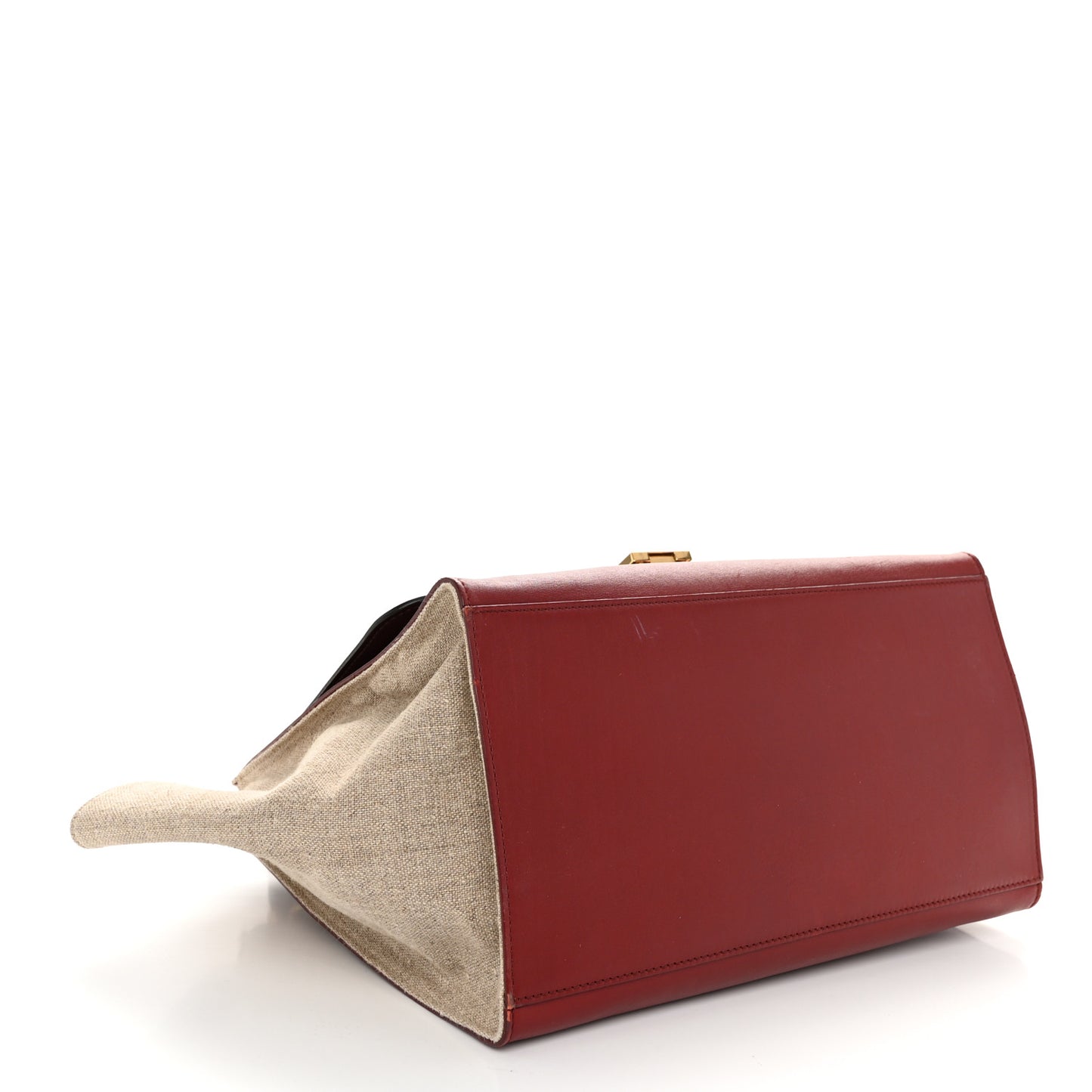 Smooth Calfskin Linen Medium Tri-Color Trapeze Burgundy