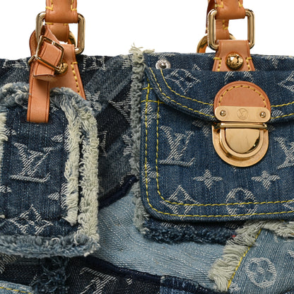 Louis Vuitton Denim Patchwork Speedy 30 Blue 7 of 9