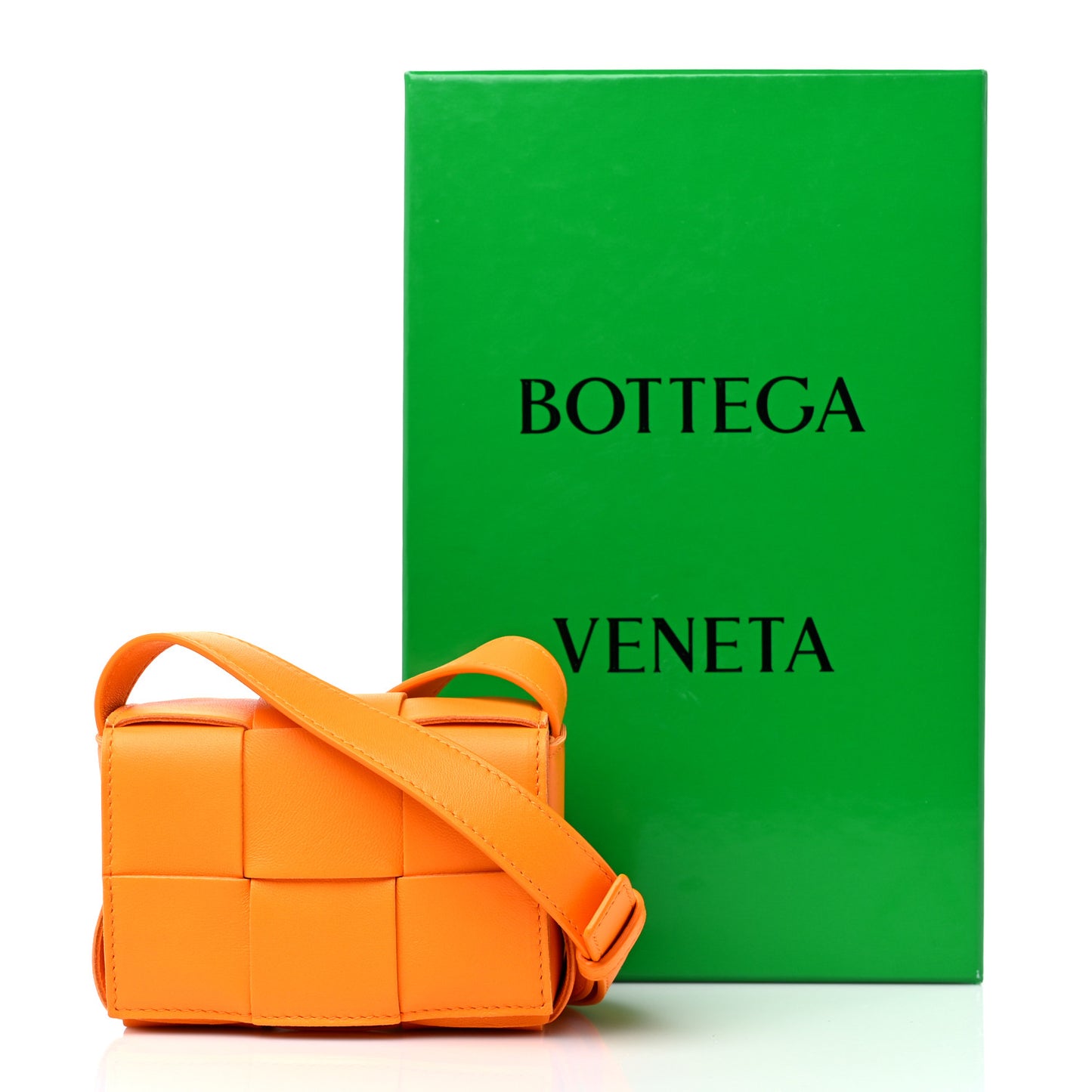 Lambskin Maxi Intrecciato Extra Mini Cassette Crossbody Bag Tangerine