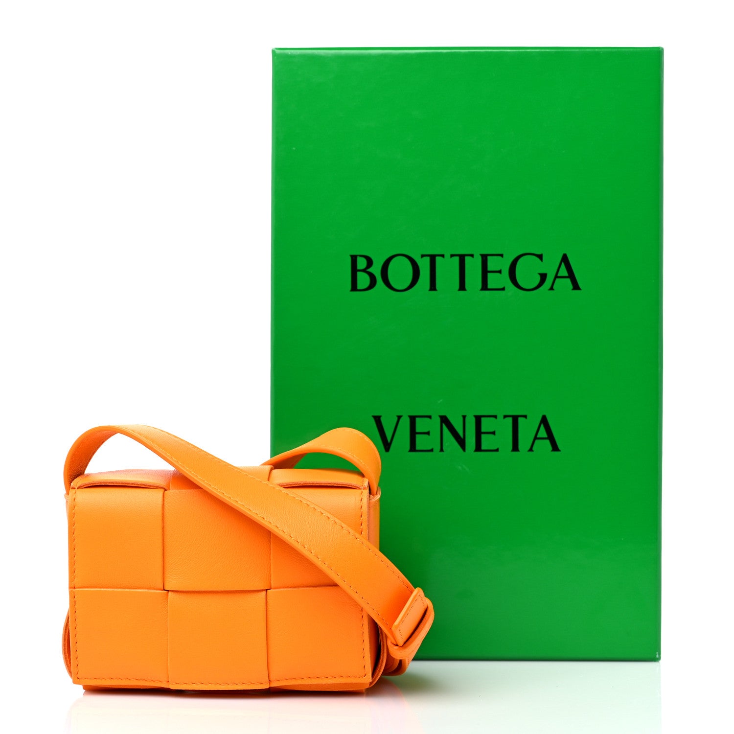 Bottega Veneta Lambskin Maxi Intrecciato Extra Mini Cassette Crossbody Bag Tangerine 10 of 10