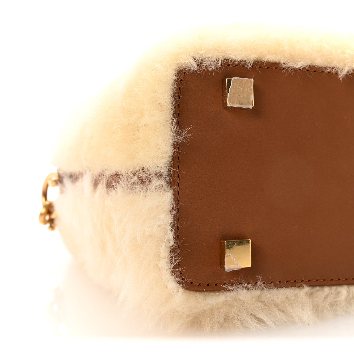 Saint Laurent Shearling Le 37 Mini Bucket Bag Cream 9 of 10