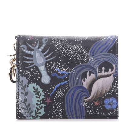 Christian Dior Calfskin Nature Ballet Wallet Blue Multicolor 1 of 9