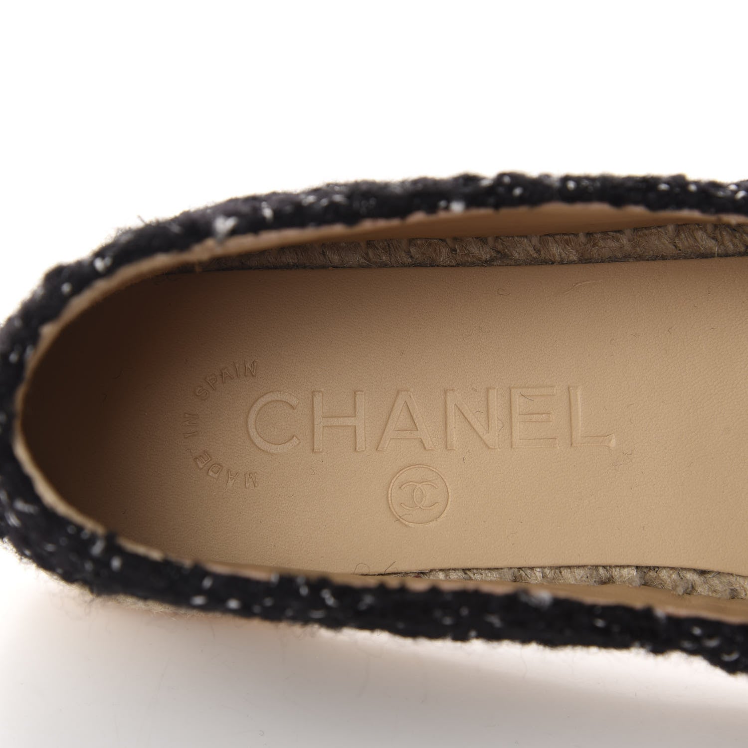 Chanel Metallic Lambskin Tweed CC Espadrilles 36 Black Silver 7 of 12