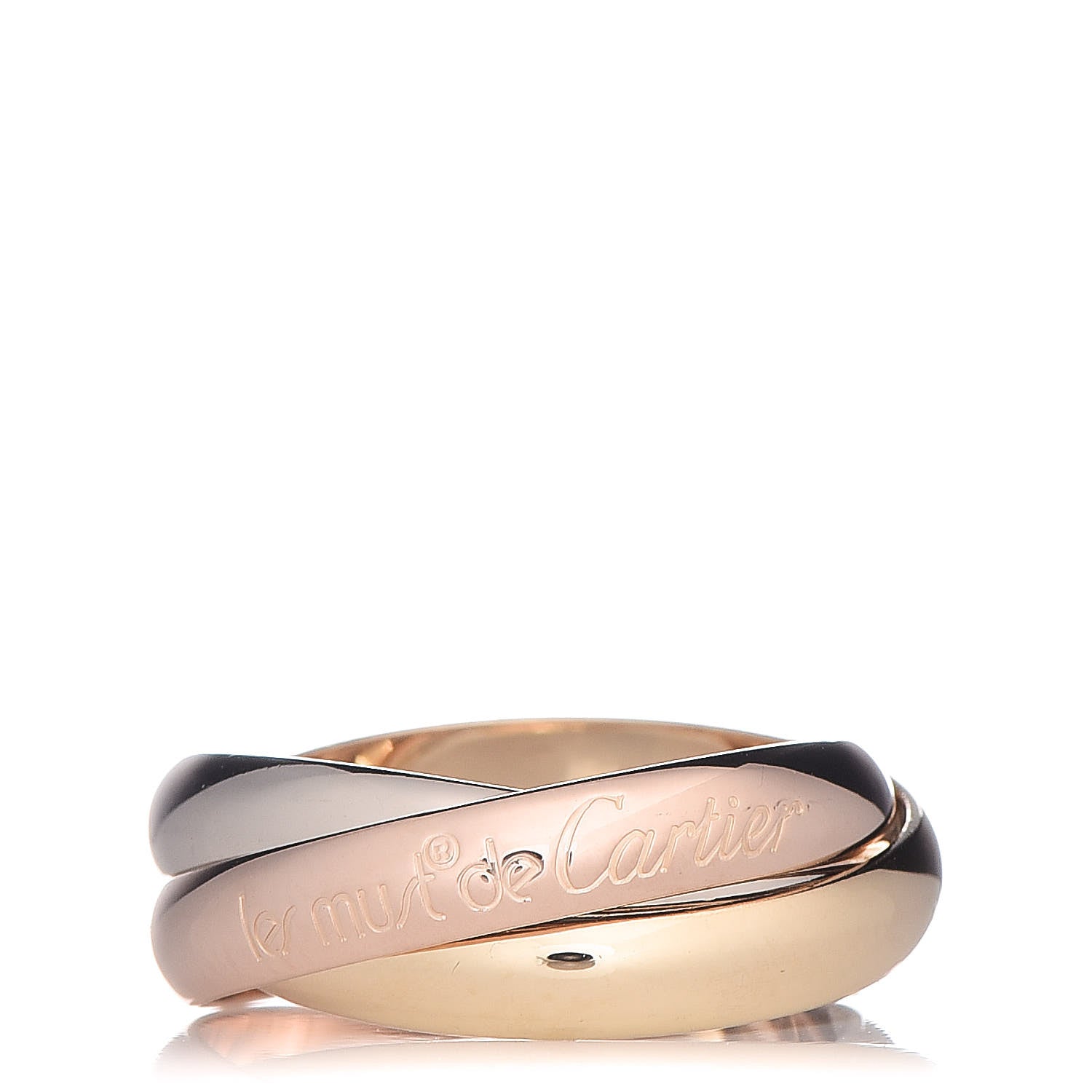 Cartier 18K Pink Yellow White Gold Classic Les Must De Trinity Ring 52 6 1 of 5