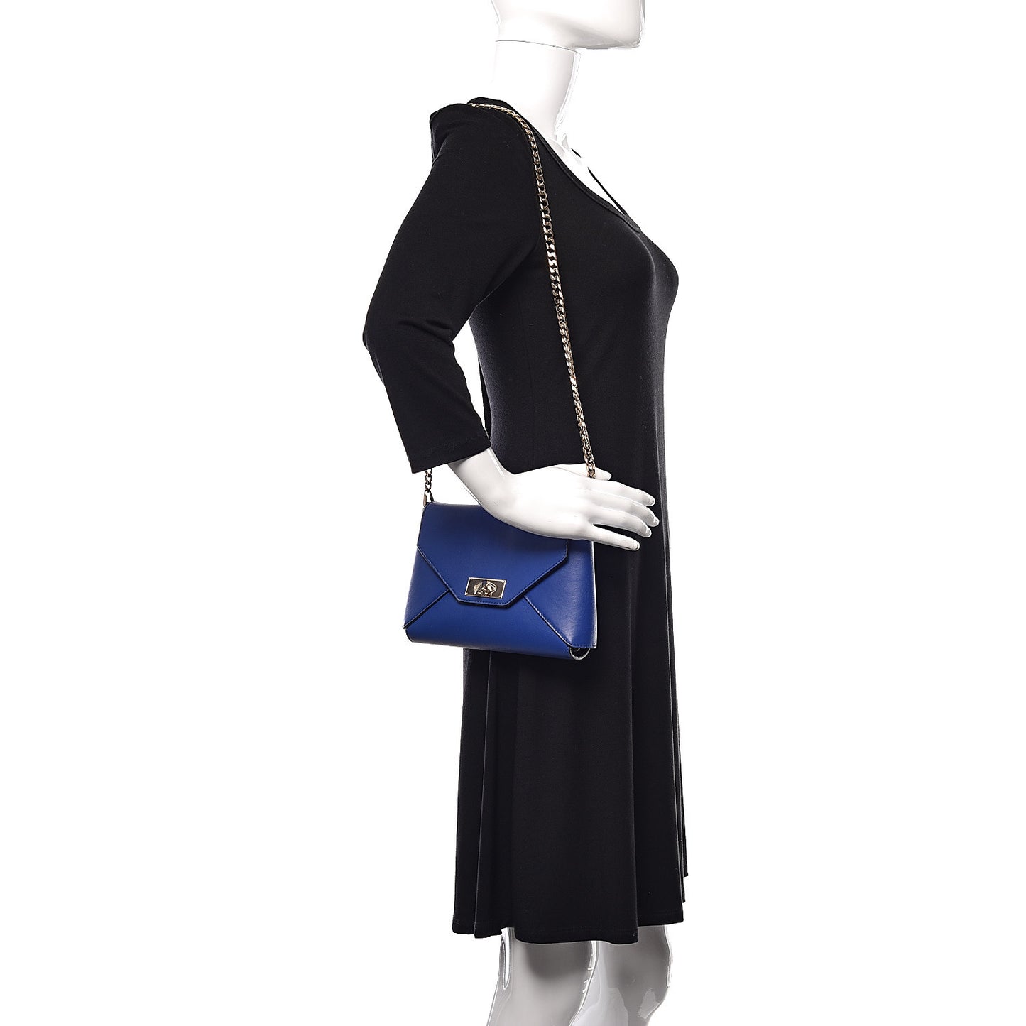 Lambskin Medium Shark Lock Envelope Shoulder Bag Blue