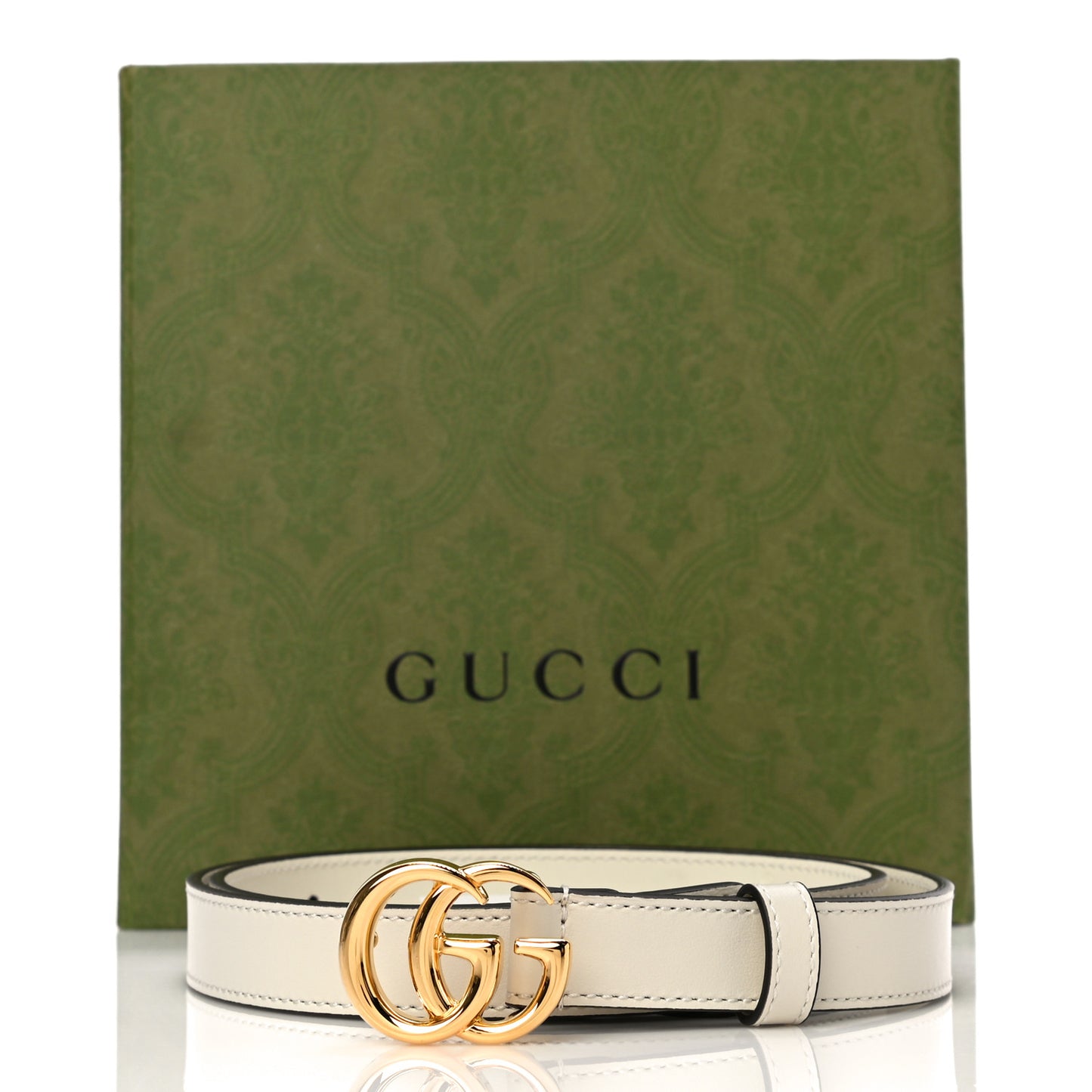 Plutone Calfskin Double G 20mm Belt 80 32 Mystic White