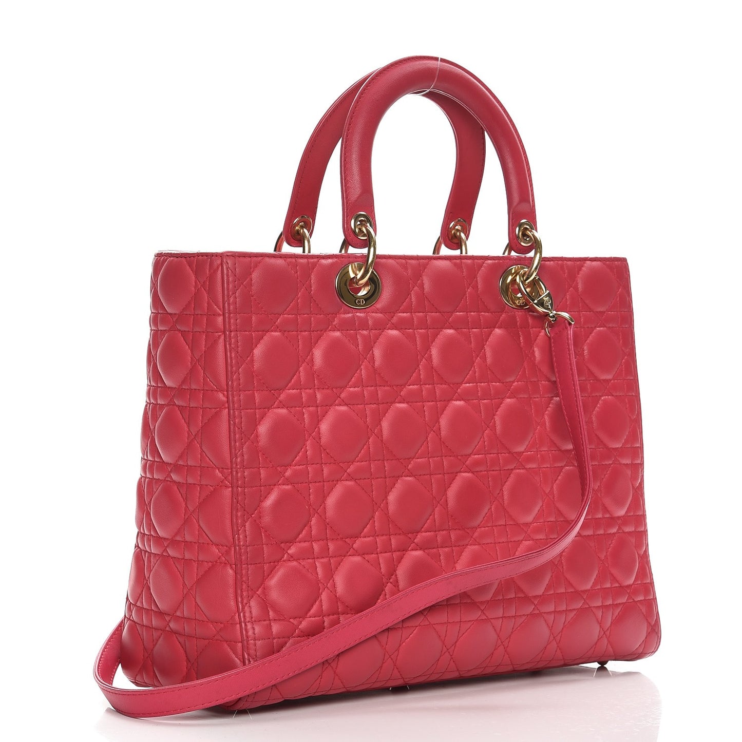 Lambskin Cannage Large Lady Dior Fuchsia