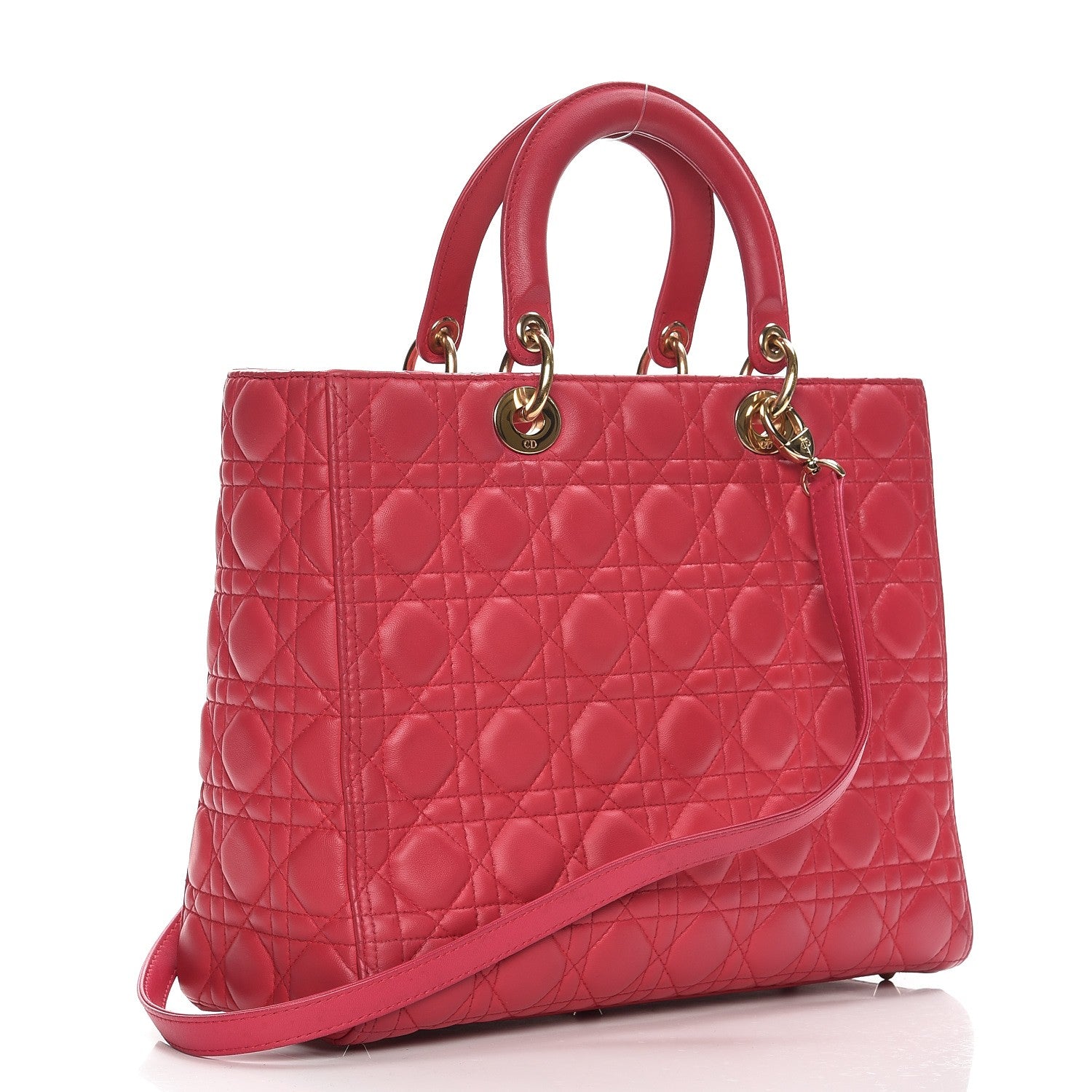 Christian Dior Lambskin Cannage Large Lady Dior Fuchsia 4 of 14