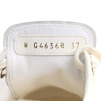 Chanel Lambskin Printed Logo Sneakers 37 White 9 of 10