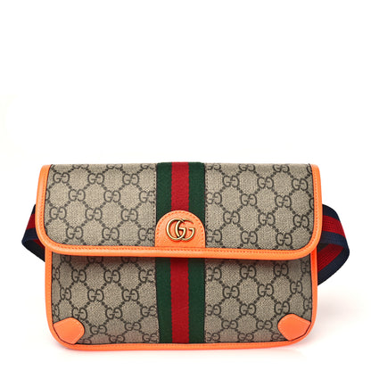 Gucci GG Supreme Monogram Web Small Ophidia Belt Bag Beige Ebony Orange Fluo 1 of 10