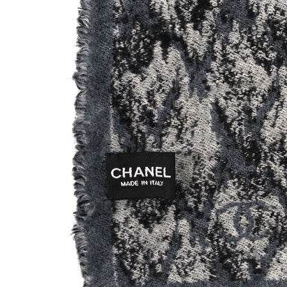 Chanel Wool Cashmere CC Scarf Grey Black 3 of 3