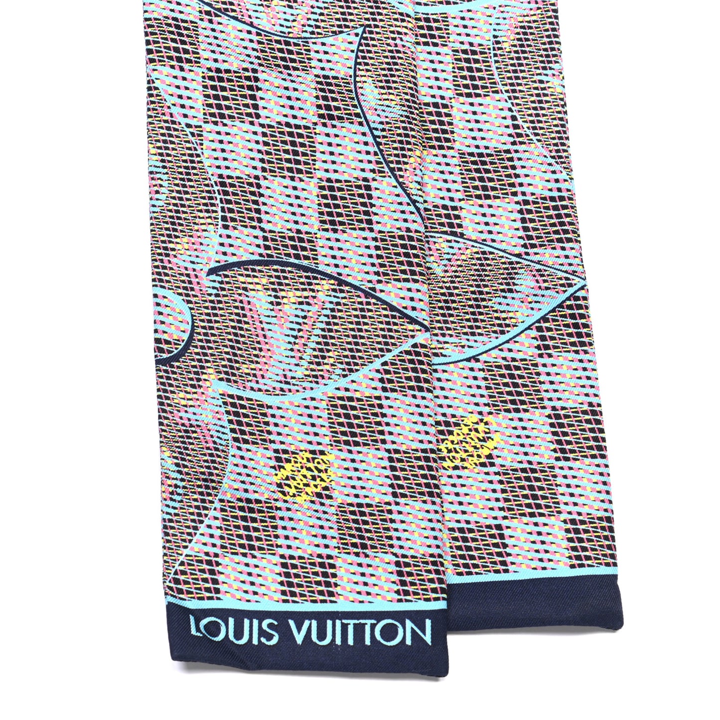 Silk Monogram Damier Pop Print Bandeau Blue