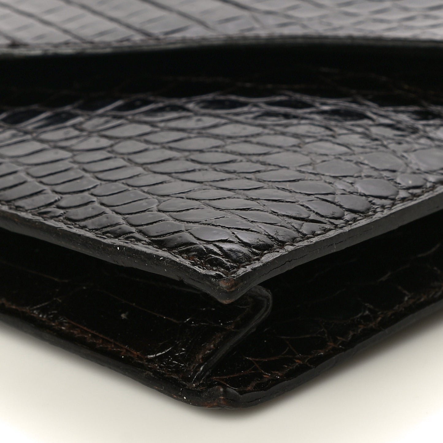 Shiny Porosus Crocodile Lydie Clutch Chocolate
