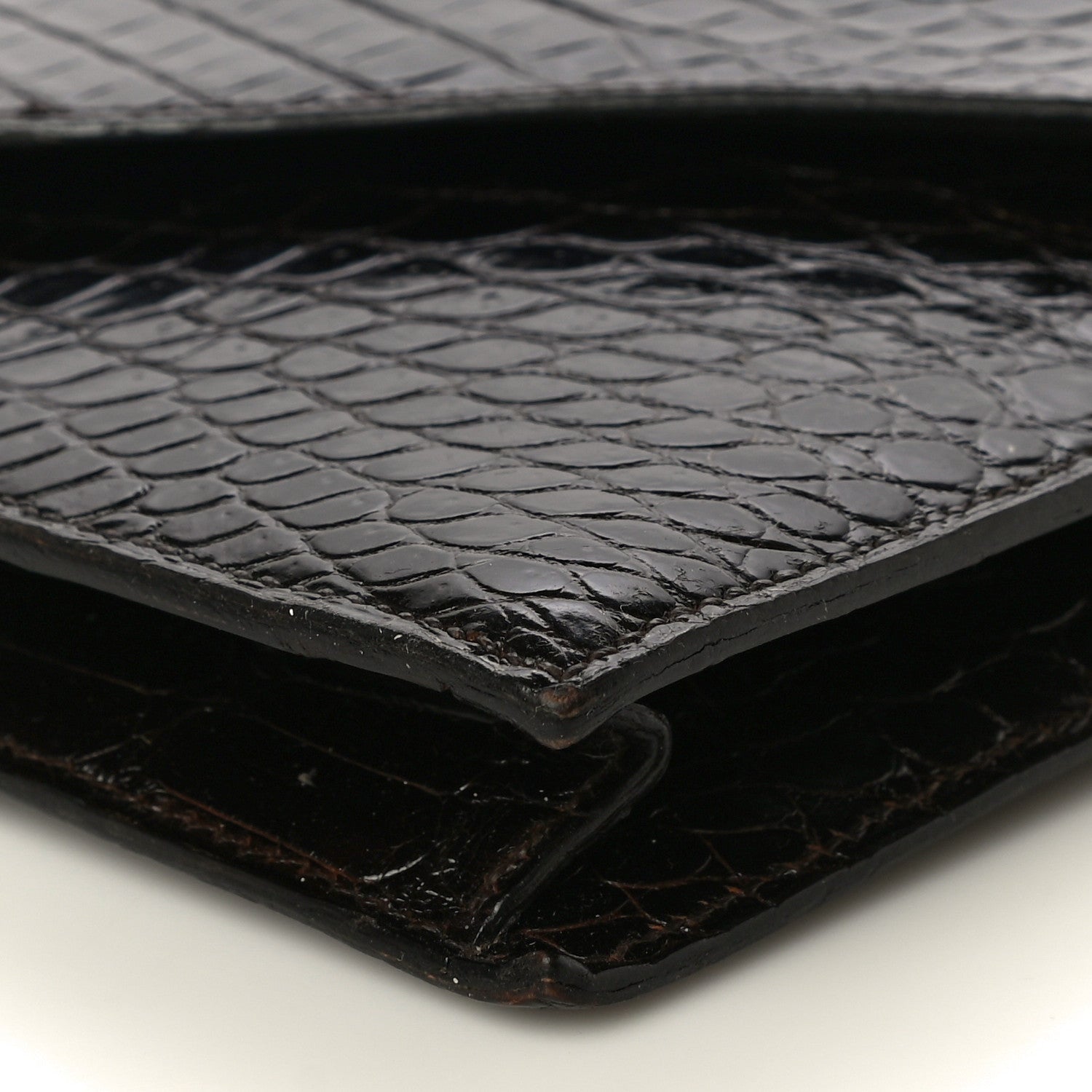 Hermes Shiny Porosus Crocodile Lydie Clutch Chocolate 9 of 18