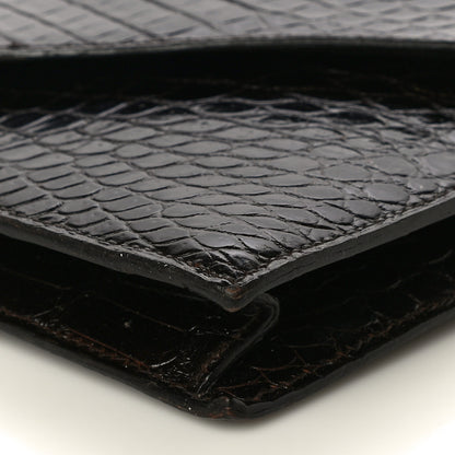Hermes Shiny Porosus Crocodile Lydie Clutch Chocolate 9 of 18
