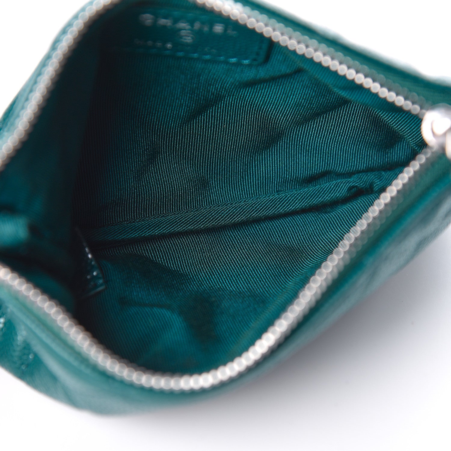 Chanel Caviar Quilted Small Cosmetic Case Dark Turquoise 5 of 8