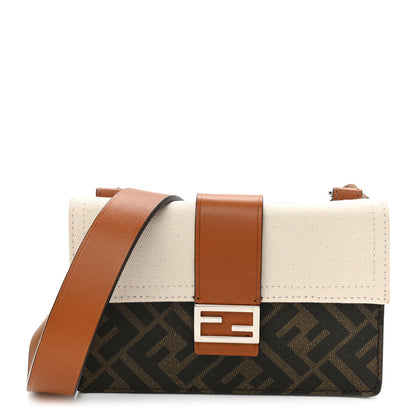 Fendi Glazed Fabric Cotton Vitello King Aura FF 1974 Baguette Belt Pouch Tobacco Moro Grezzo Cuoio 1 of 10
