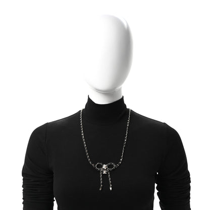 Chanel Metal Lambskin Crystal Pearl Bow Chain Belt Black Gold 2 of 5
