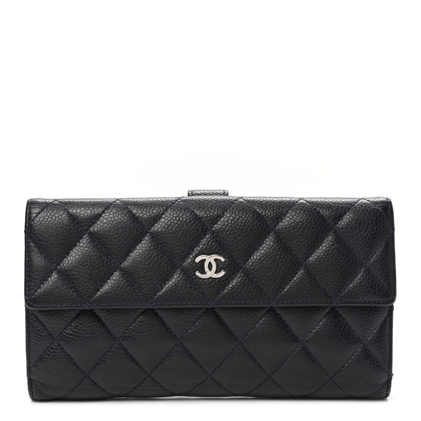 Caviar Quilted Large Flap Wallet Black