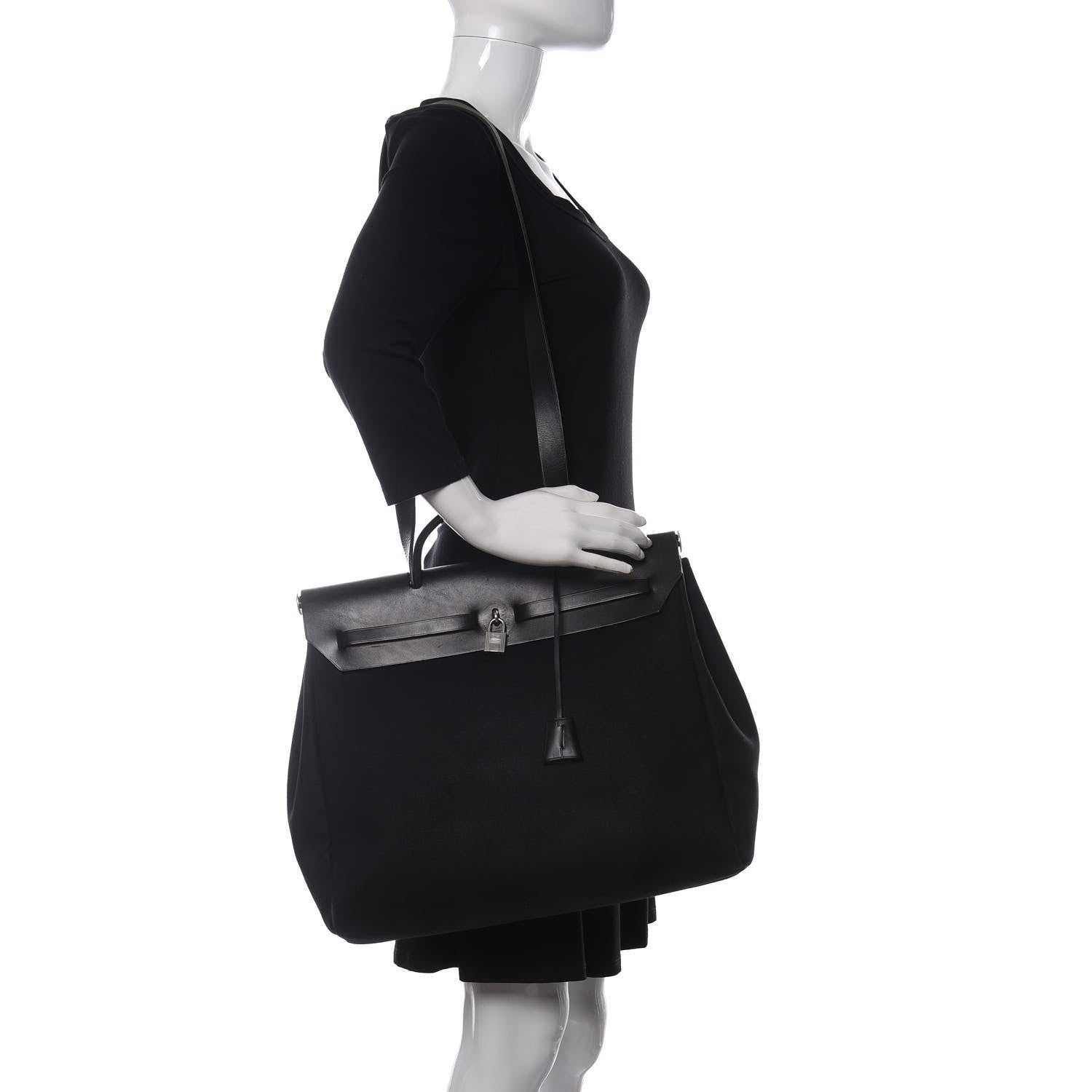 Hermes Toile Vache Calfskin Herbag 39 MM Black 2 of 10