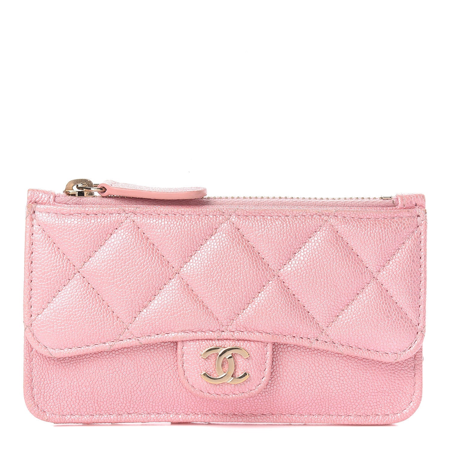 Chanel Iridescent Caviar Quilted Flap Zip Card Holder Pink 1 of 8