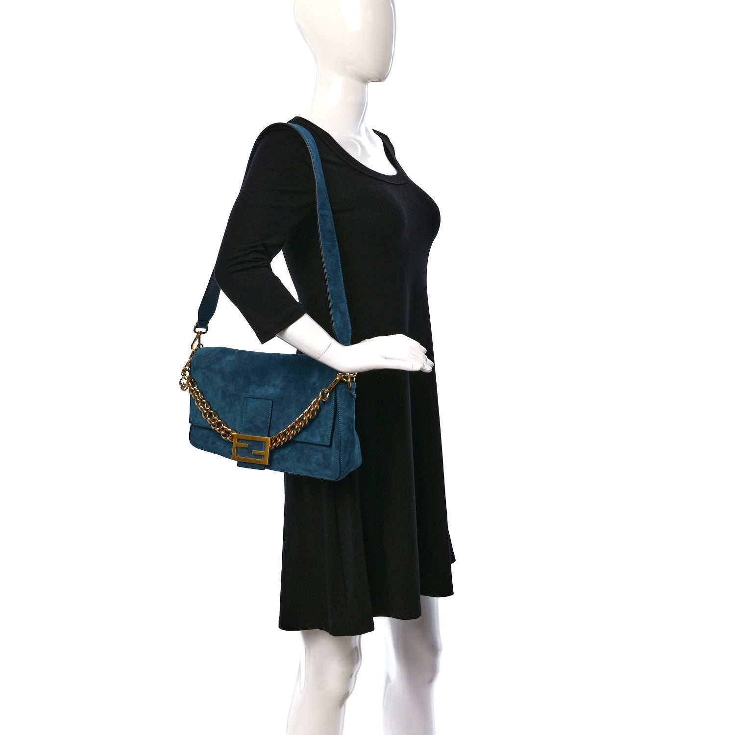 Fendi Chamois Large Baguette Ottanio 2 of 8