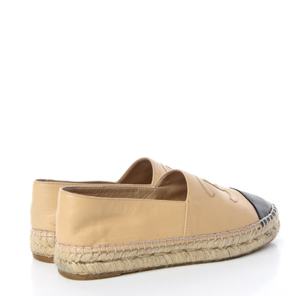 Chanel Lambskin CC Espadrilles 37 Beige Black 4 of 11