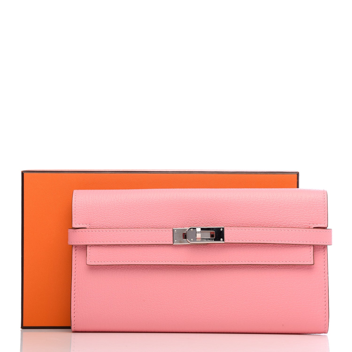 Hermes Chevre Mysore Kelly Longue Wallet Rose Confetti 8 of 8