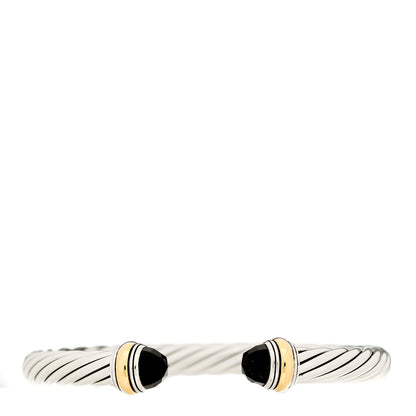 David Yurman Sterling Silver 14K Yellow Gold Black Onyx 7mm Cable Classics Bracelet 1 of 3