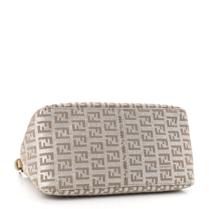 Fendi Metallic Jacquard Zucchino Suede Mini Mama Baguette Peltro Argento Sabbia 3 of 9