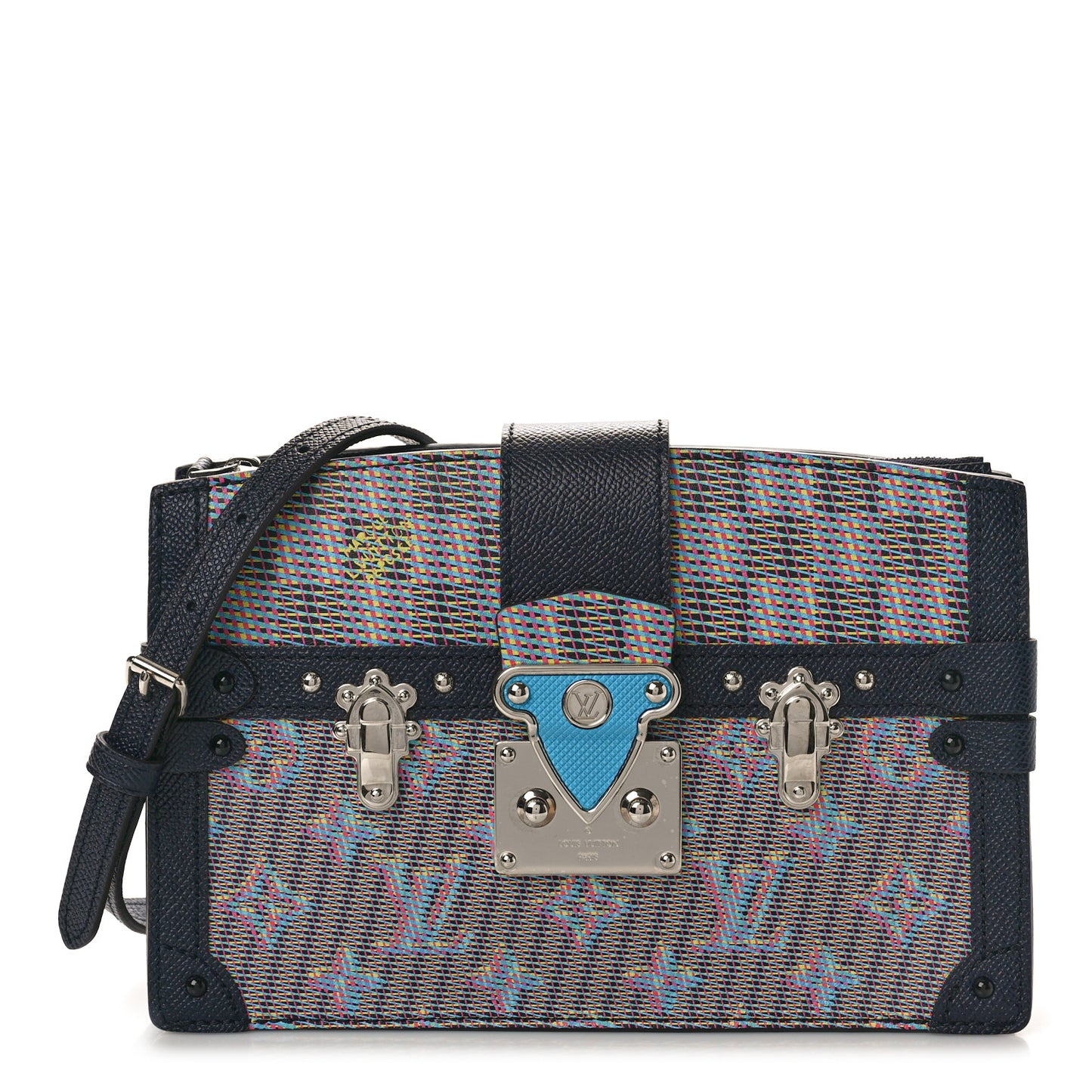 Calfskin Monogram LV Pop Trunk Clutch Blue