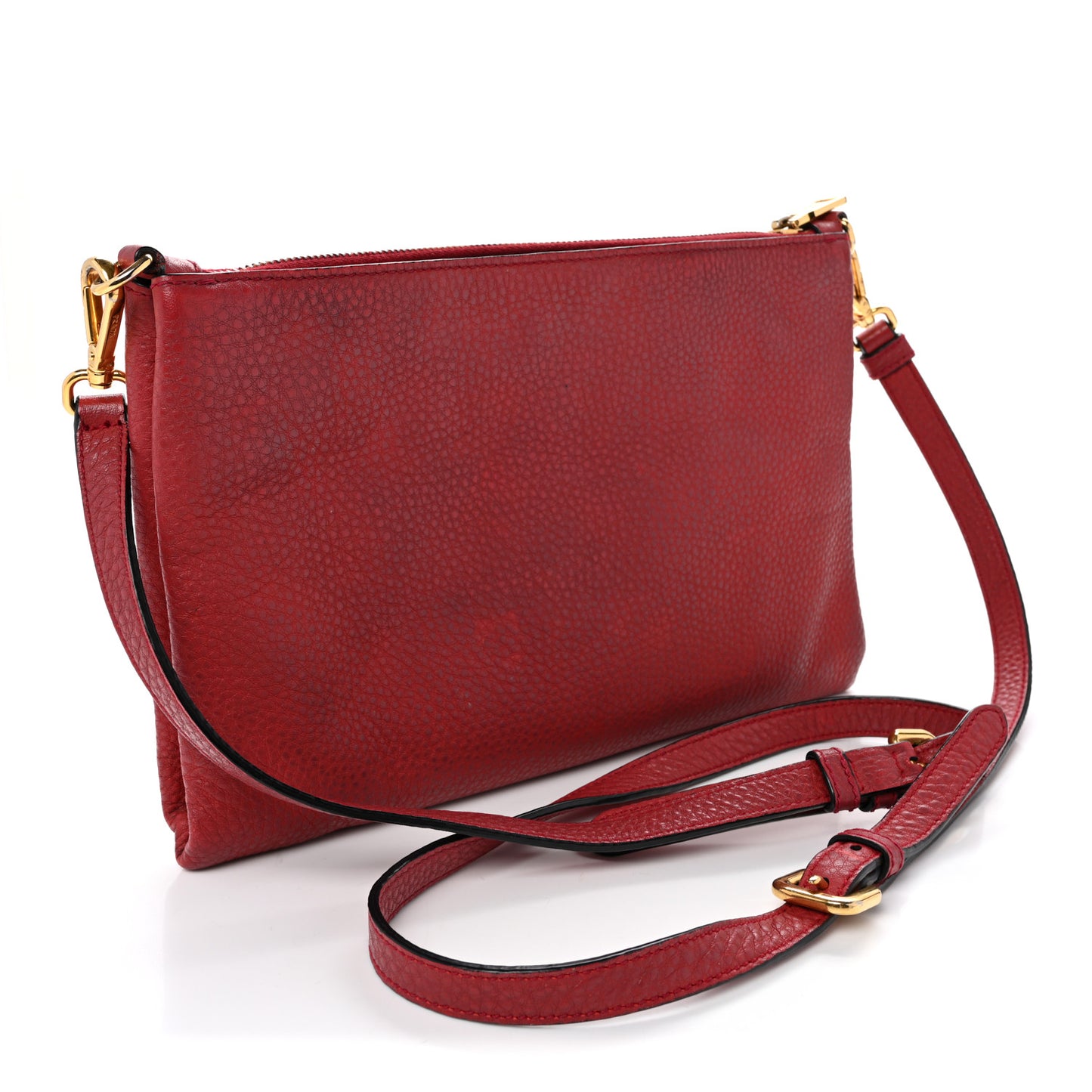 Vitello Daino Zippered Crossbody Bag Rosso