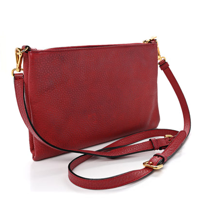 Prada Vitello Daino Zippered Crossbody Bag Rosso 3 of 12