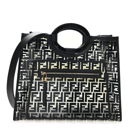 Fendi TPU FF Vitello Century Plexiglass Medium Runaway Shopper Tote Black 1 of 10