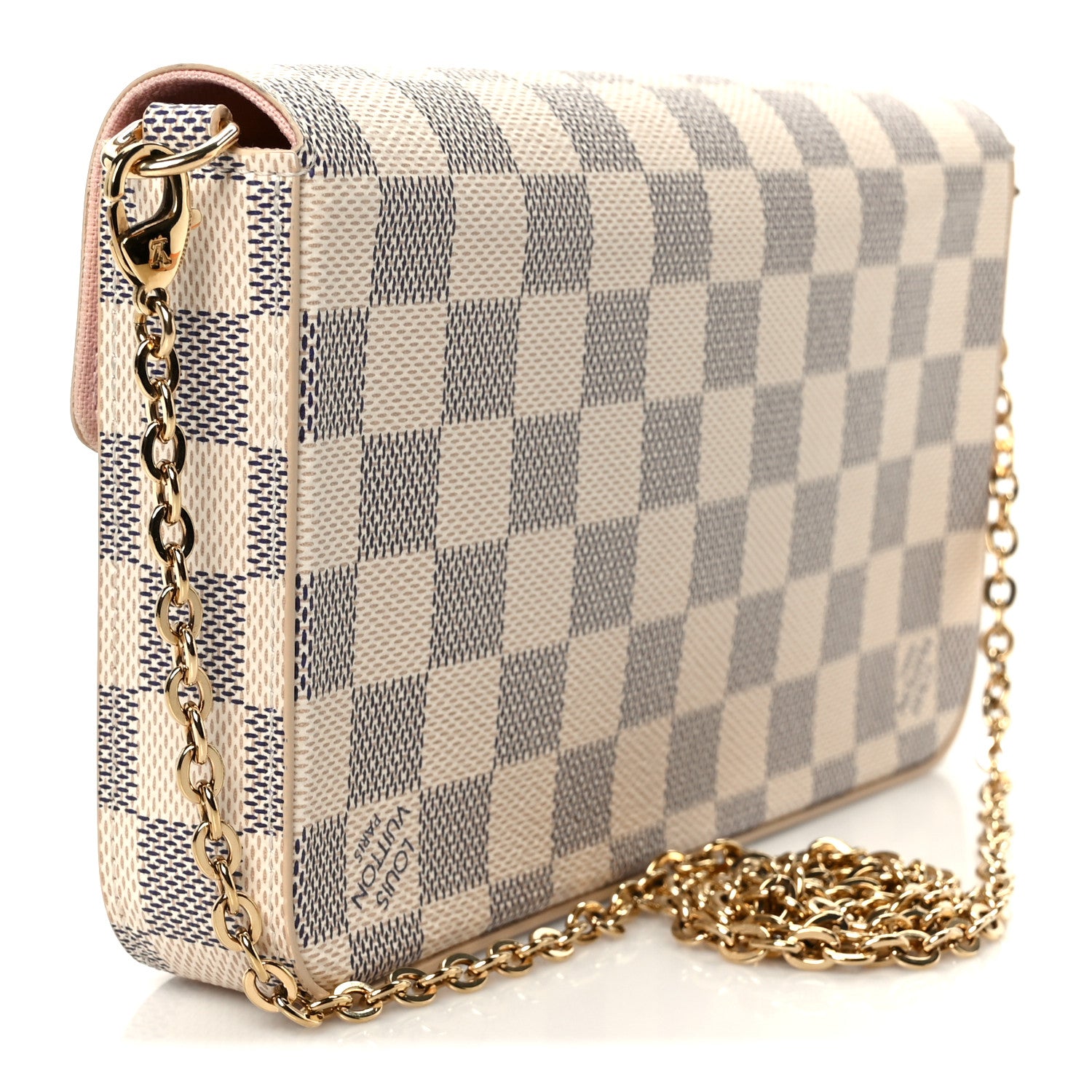 Louis Vuitton Damier Azur Pochette Felicie Chain Wallet Rose Ballerine 3 of 11