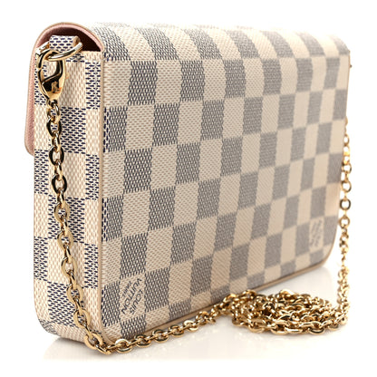 Louis Vuitton Damier Azur Pochette Felicie Chain Wallet Rose Ballerine 3 of 11