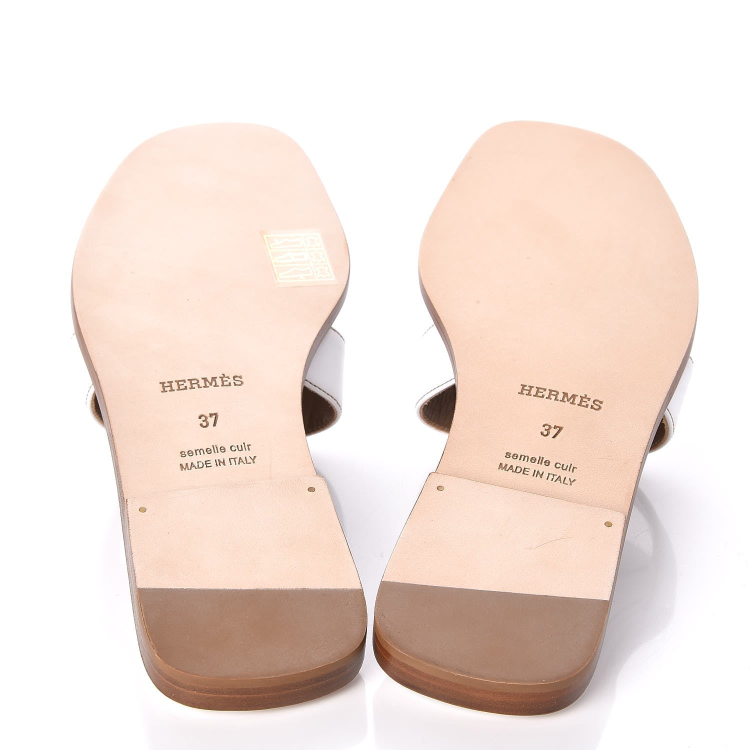 Hermes Box Calfskin Oran Sandals 37 White 13 of 16