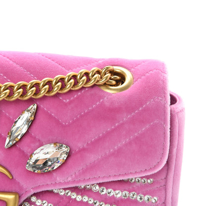 Gucci Velvet Matelasse Marquise Crystals Embroidered Small GG Marmont Shoulder Bag Malva 12 of 13