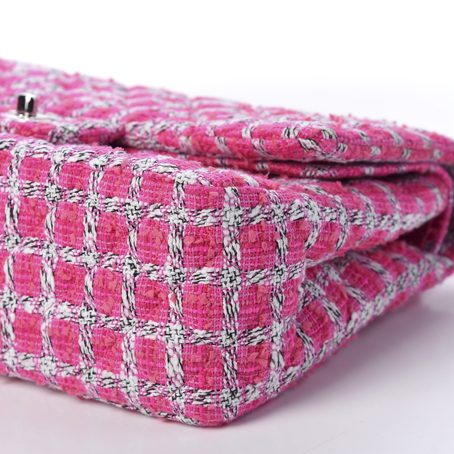 Chanel Tweed Quilted Jumbo Double Flap Hot Pink 6 of 9