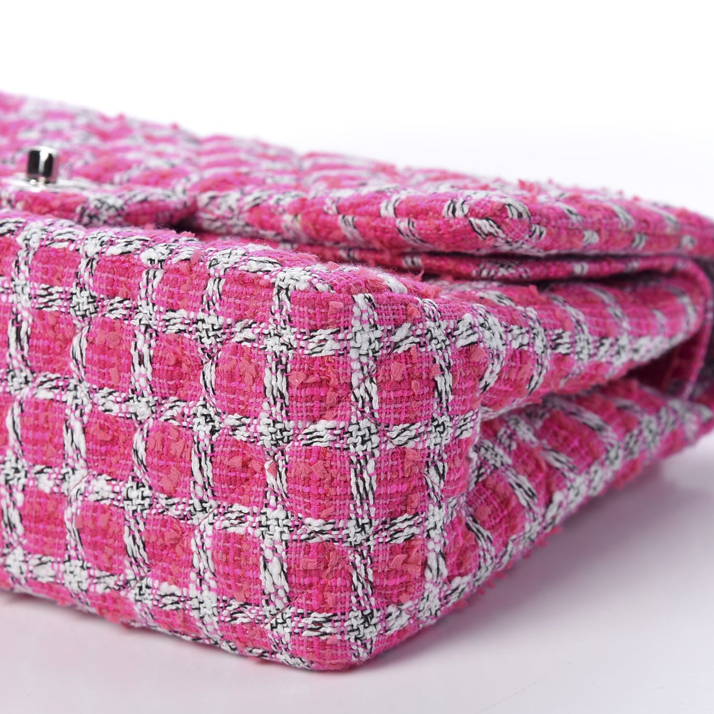 Tweed Quilted Jumbo Double Flap Hot Pink