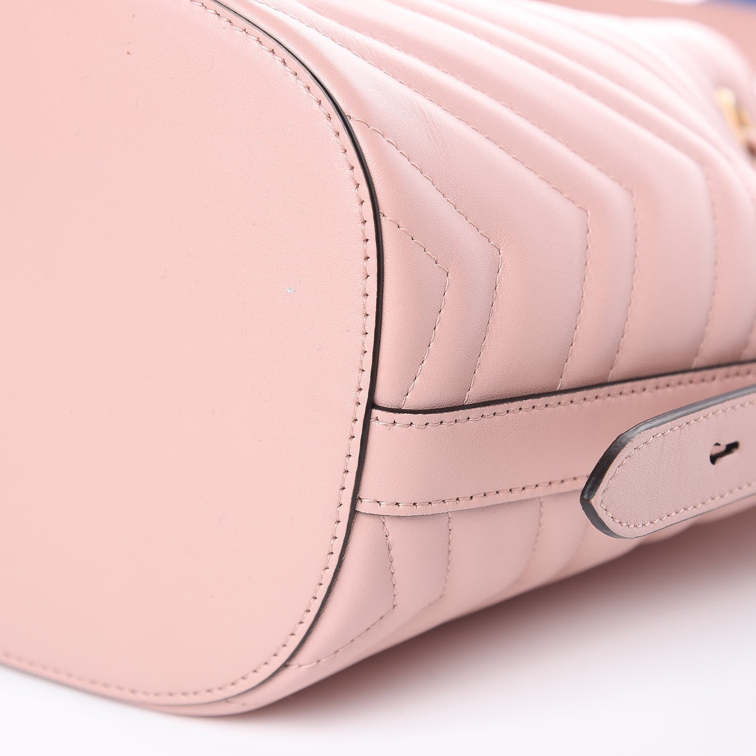 Gucci Calfskin Matelasse Sylvie Web GG Marmont Bucket Bag Perfect Pink 9 of 9
