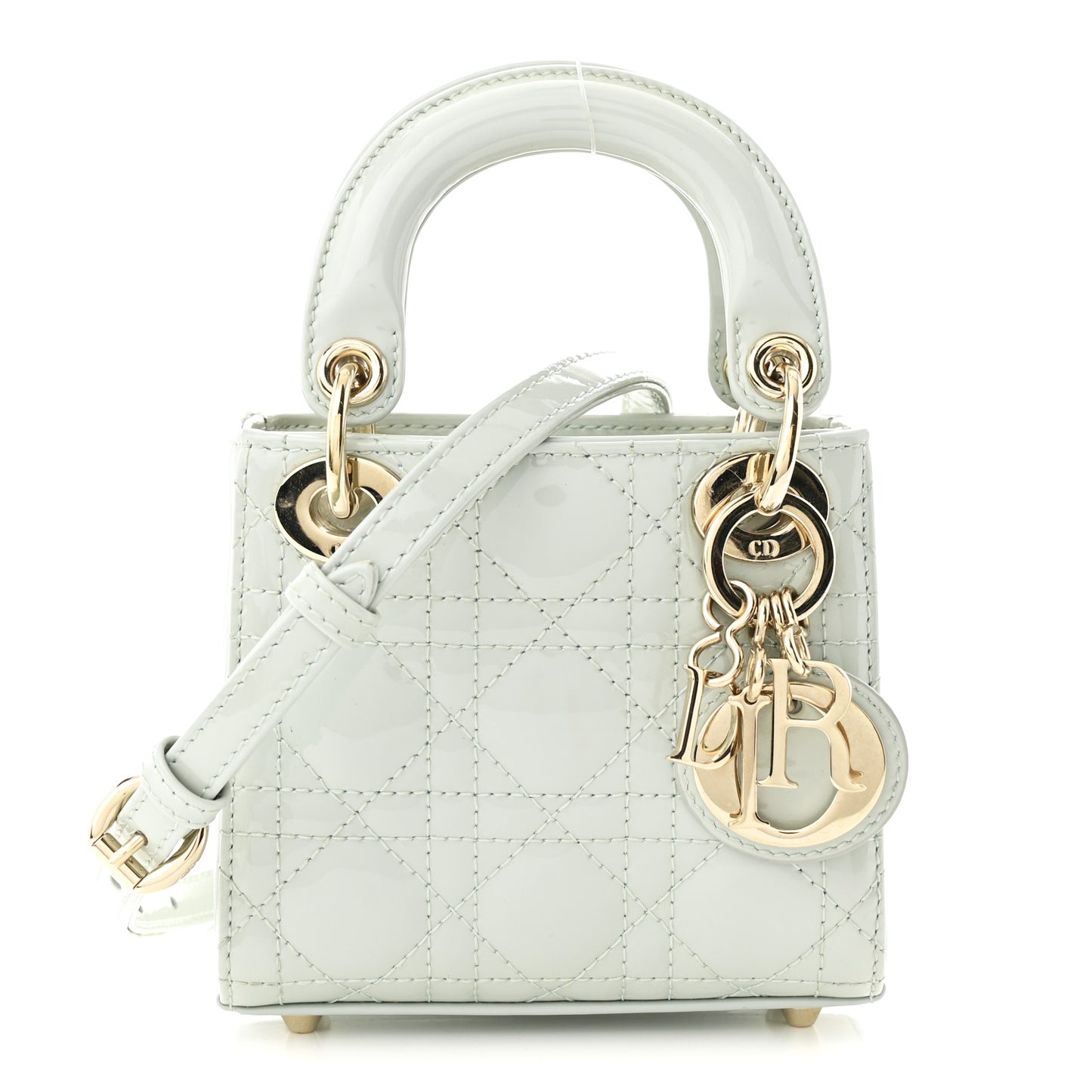 Patent Cannage Micro Lady Dior Light Blue