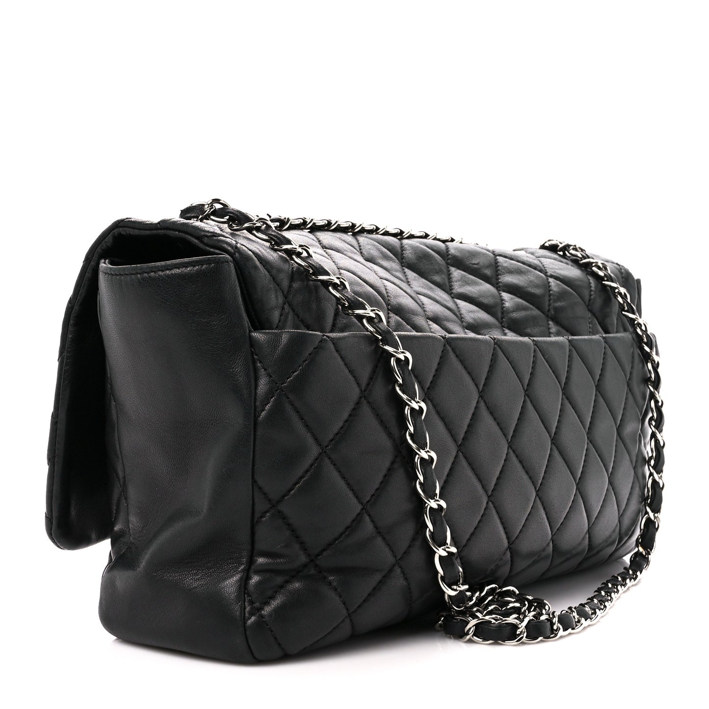 Lambskin Quilted Jumbo Coco Rain Flap Black