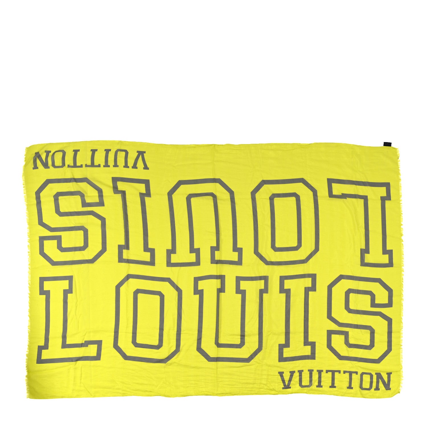 Louis Vuitton Cotton Silk Stole Fluo Yellow Grey 1 of 3