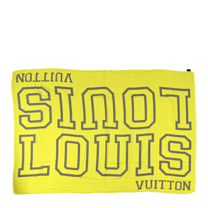 Louis Vuitton Cotton Silk Stole Fluo Yellow Grey 1 of 3